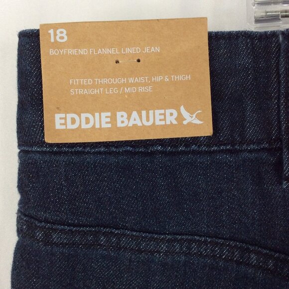 NWT Eddie Bauer Boyfriend Midrise Slim Flannel Lined Jeans Womens Plus Size 18W - Picture 6 of 9